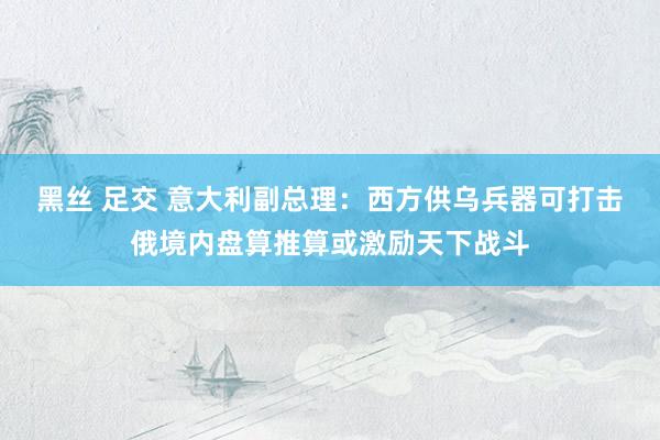 黑丝 足交 意大利副总理：西方供乌兵器可打击俄境内盘算推算或激励天下战斗