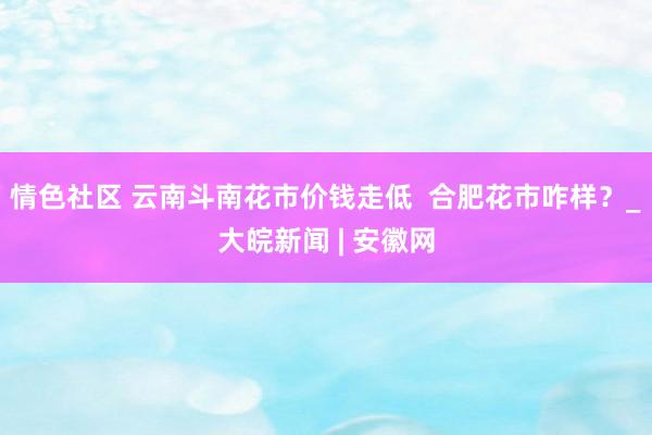 情色社区 云南斗南花市价钱走低  合肥花市咋样？_大皖新闻 | 安徽网