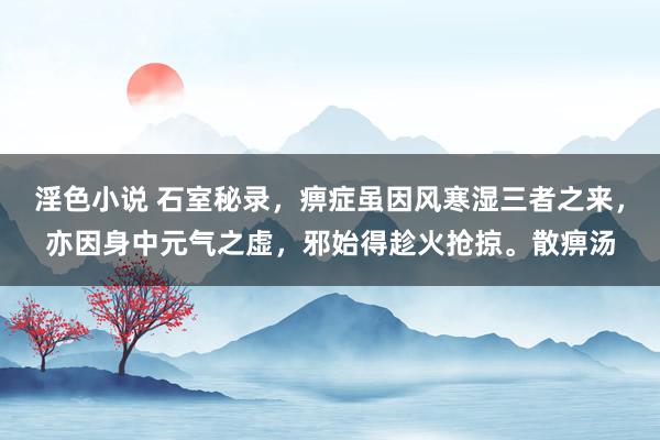 淫色小说 石室秘录，痹症虽因风寒湿三者之来，亦因身中元气之虚，邪始得趁火抢掠。散痹汤